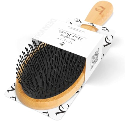 Detangler Bristle Bamboo Hair Brush - For Women, Men, and Kids, Versatile for Wet or Dry Hair, Use With Hair Products