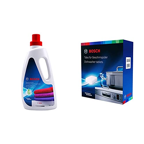 Image of Bosch Detergent for Front Load Washing Machine - 1 l and Bosch Tablet for Dishwasher - 20 g (Pack of 35)