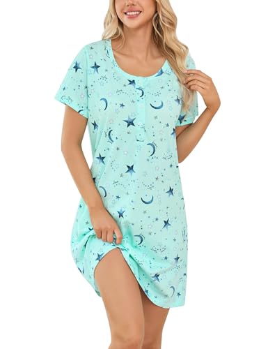 ENJOYNIGHT Nachthemd Damen Kurzarm Stillnachthemd Schlafshirt Kurz...