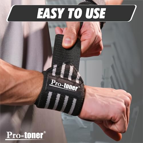 Image of Pro-toner Multipurpose Wrist Support Strap, Adjustable Weightlifting Wrist Wrap for Gym Training (Black grey)