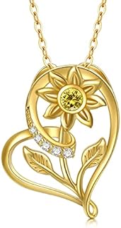 SISGEM 9 ct Gold Heart Necklace for Valentines Day, Solid Yellow Gold Mother and Daughter Pendant Necklace, Gold Garnet Necklace, for Women Girls Ladies Mum Sisters, 16"+1"+1"