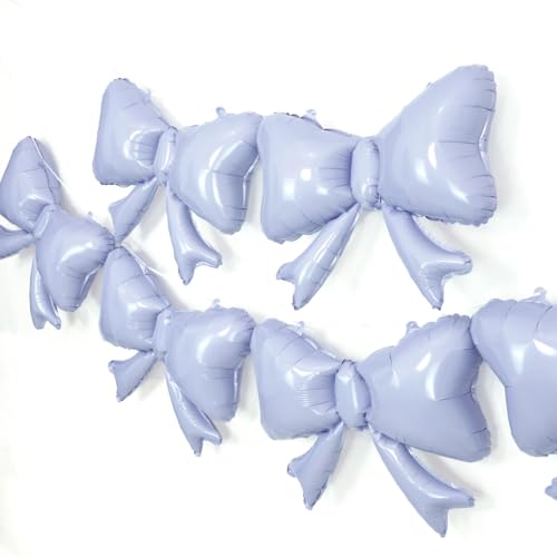 Image of 6 Pieces Bow Balloons, Light Purple Metallic Foil Bow Balloon, Big Pastel Purple Balloons for Bow Theme Happy Birthday Party, Wedding Bridal Baby Shower, Balloon Garland Accessories