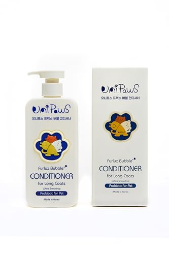 Unipaws Biotin Dog Conditioner for Long Hair – Made in Korea, Vet-Approved Probiotic Formula for Detangling, Deshedding & Repair, Softens & Smooths Coat, Salon-Quality, Fresh Scent,16.9 fl oz 500ml