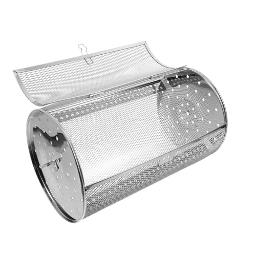 ifundom Grill Roaster Drum Rotating Stainless Steel Oven Cage for Even Cooking for Nuts Dried Fruits and Rotisserie Chicken Easy to Assemble and Use