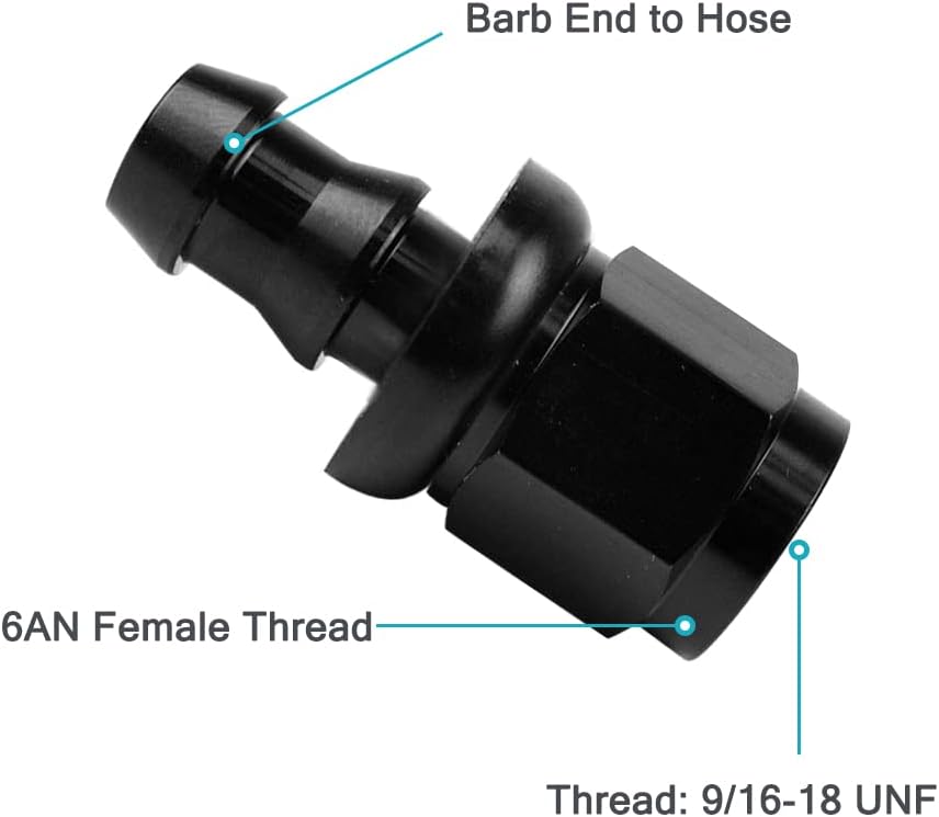 6AN Straight Push Lock Hose Fitting Female Swivel Push-on Adapter/Lock Hose Barb Fuel Oil Line Fitting End 2PCS