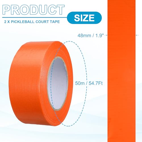 Image of PATIKIL Pickleball Court Tape 2 in x 55 Yard (164 Ft), 2 Pack Waterproof Outdoor Court Line Tape Floor Marking Tool Matte for Gym Driveway Backyard, Orange