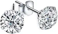Par de Brincos Prata Masculino Redondos 10mm Estilo CR7 com Zirconia Cubica Original Brilho Eterno