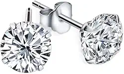 Par de Brincos Prata Masculino Redondos 10mm Estilo CR7 com Zirconia Cubica Original Brilho Eterno