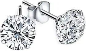 Par de Brincos Prata Masculino Redondos 10mm Estilo CR7 com Zirconia Cubica Original Brilho Eterno