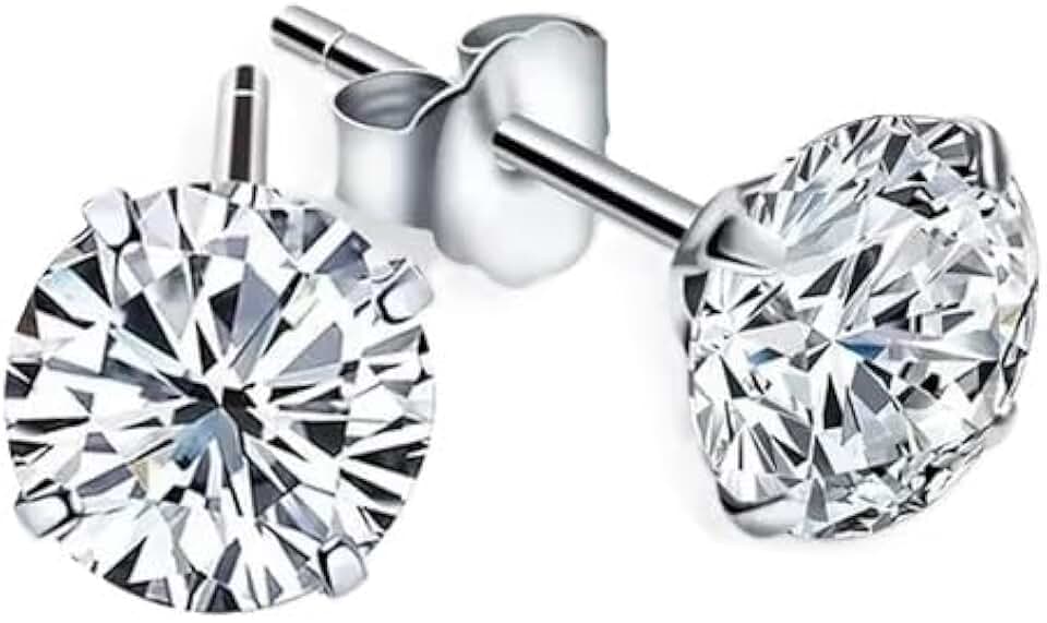 Par de Brincos Prata Masculino Redondos 10mm Estilo CR7 com Zirconia Cubica Original Brilho Eterno