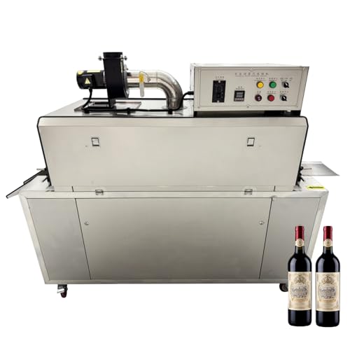EQCOTWEA Steam Label Shrink Machine Fully Automatic Bottle Sleeve Labeling Machine with Steam Boiler, 304 Stainless Steel Heat Tunnel for PVC/PP/PET/PA Labels, 0-49ft/min 220V/3PH 24KW