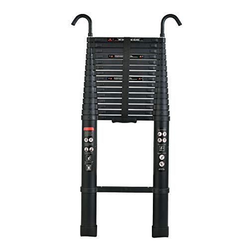 6.2m Telescopic Ladder Extendable Ladder Aluminum Ladder with Detachable Hook Non-Slip Portable Folding Ladder 150kg Max Load Black 4 6.2m Telescopic Ladder Extendable Ladder Aluminum Ladder with Detachable Hook Non-Slip Portable Folding Ladder 150kg Max Load Black - Image 4