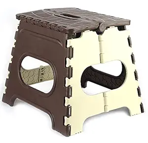 GOCART WITH G LOGO 12 Inches Super Strong Folding Step Stool for Adults and Kids, Kitchen Stepping Stools, Garden Step Stool Kitchen Stool (12 INCH, Brown)