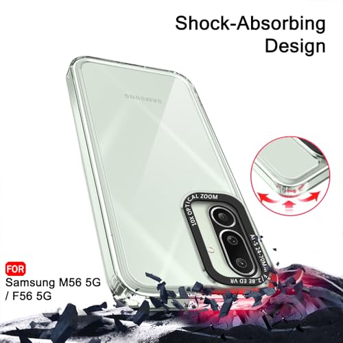 Image of TheGiftKart Hybrid Shockproof Back Cover Case for Samsung Galaxy M56 5G / F56 5G | Stylish Camera Border | Electroplated Buttons | Crystal Clear Hard Back Cover Case (TPU & PC, Transparent Bumper)