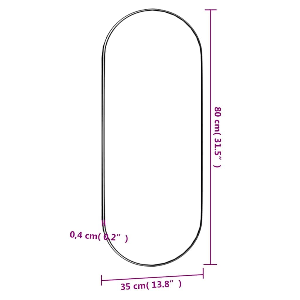 Wandspiegel Oval 35x80 cm Glas klar mit Clips zur Wandmontage, dekorativer Badspiegel für Schlafzimmer Flur Wohnzimmer Garderobe, vielseitiger Kosmetikspiegel für Styling und Rasur