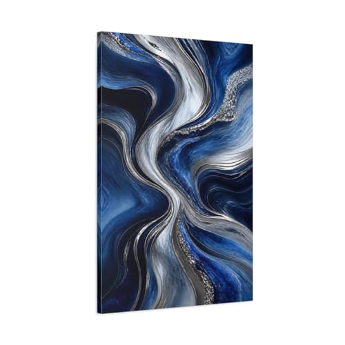 Tableau bleu et argent contemporain pour habiller votre entrée