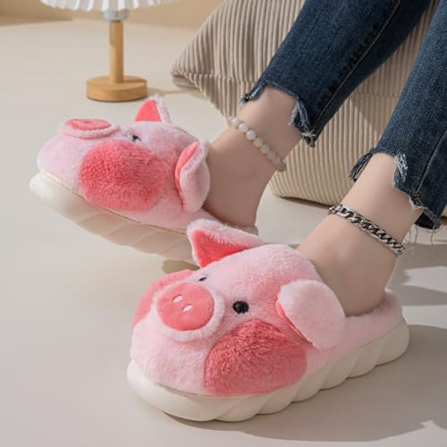 YILANLAN Adult Cotton Slippers PIg Slippers Home Slippers Plush Slippers Animal Slippers2