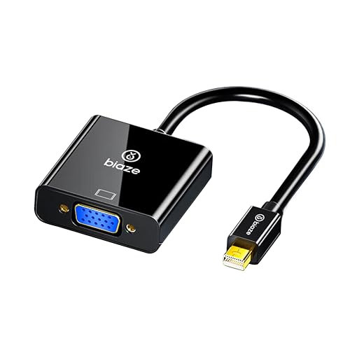 biaze Mini DisplayPort to VGA Adapter – 1080P HD Video Converter for MacBook, Surface, Laptop & Projector