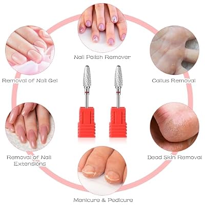 Sibba Carbide Nail Drill Bit 2 Pcs Remove Acrylic Hard Gels 3/32 Professional Cone Tungsten Drill Bits Quickly Safely Nail File Acrylic Drills Bits for Manicure Pedicure Cuticle Cleaner