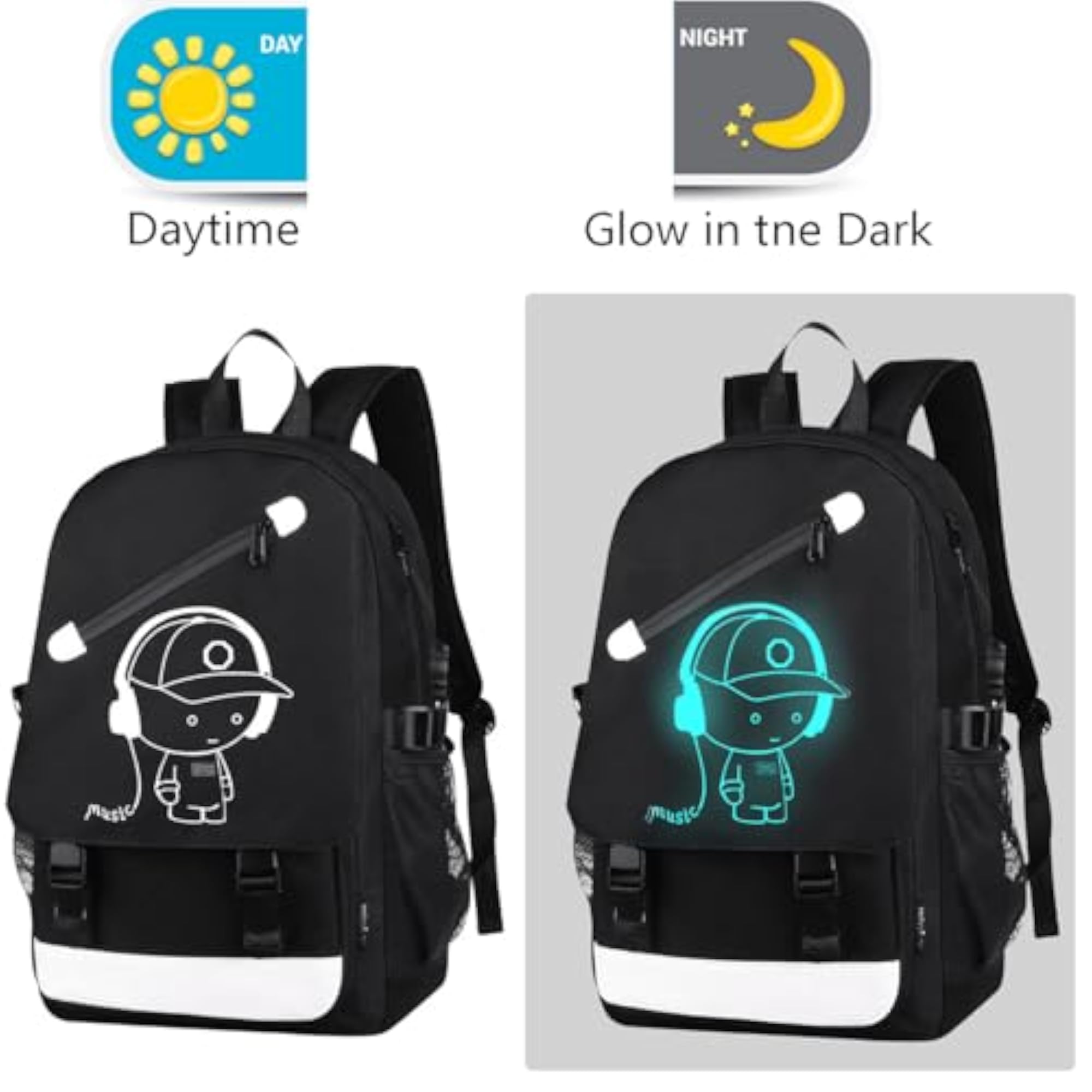 Anime Luminous Backpack with USB Charging Port