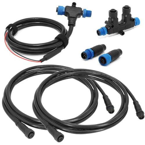NMEA 2000 Starter Kit for Lowrance Simrad Garmin Device, Marine Grade NMEA 2K Backbone Cables Drop Cables Tees Terminators Replacement Part (Dual Device)