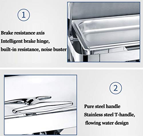 HSBAIS Speisenwärmer Buffetwärmer, Rechteckig 9 Qt Edelstahl Wärmebehälter Thick Ständerrahmen mit Deckel Chafing Dish… – Bild 3