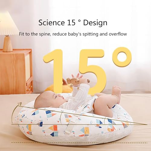 Juaugusep Anti Roll Newborn Lounger Pillow For Boys Girls 0-24 M,Bassinet Baby Head Back Hip Support Wedge Baby Reflux Newborn Bed Removable Cover For Infant Nursing Lounger Pillow Cushion thumb #3