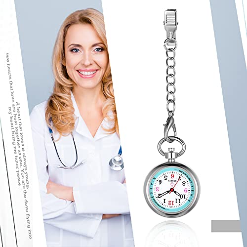 Avaner Clip on Hanging Lapel Watch, Nurse Fob Watch, Analog Quartz Pocket Watch with Pulsometer Scale and Luminous Hand - Image 4