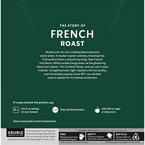 Image of Starbucks Coffee K-Cup Pods, French Roast, Dark Roast Coffee, Notes of Dark Caramel & Sweet Smoke, Keurig Genuine K-Cup Pods, 32 CT (Pack of 2)