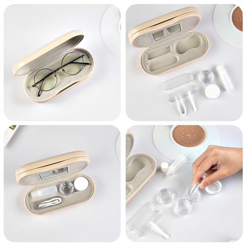 image for cauyuan Eyeglass Case Double Sided Travel Size Cute Portable Contact L
