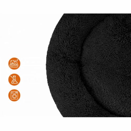 Image of ZEXSAZONE Summer Round Donut Pet Bed for Cats and Puppies Dogs Mat Cozy and Plush Raised Bedside Support Both Sides Use Like 2 in One Washable Sizes for Small Medium and Large Pets Black Large
