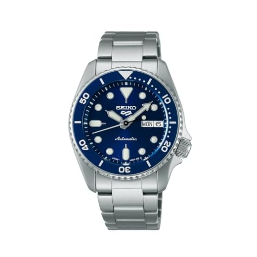 Seiko SRPL77K1 5 Sports SKX Stainless Steel Automatic Watch for Men, 38 mm Case Size, Blue/Silver