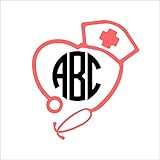 Heart Stethoscope Nurse Hat Doctor EMT Monogram Vinyl Die Cut Decal Sticker for Car Laptop etc. MGM435