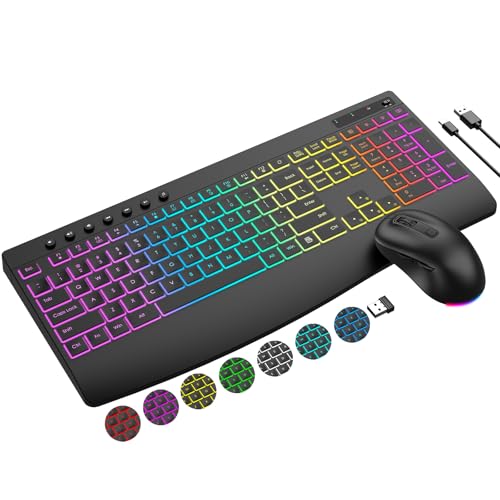 Wireless Keyboard and Mouse Combo, 9 Backlit Effects...