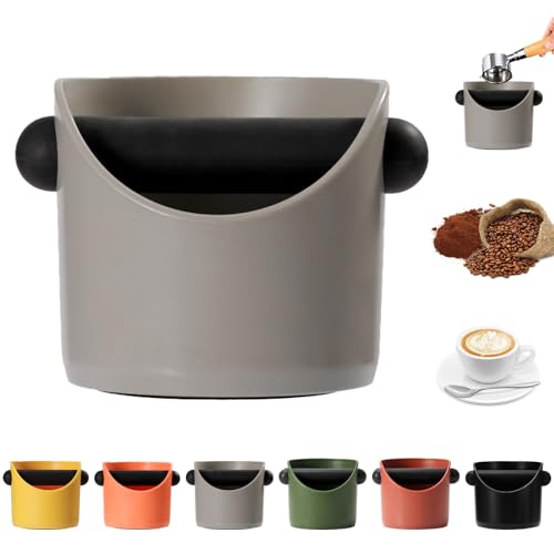 MORAINJAY Coffee Knock Box,Small Espresso Knock Box,Grey Coffee Grounds Container Knock Box,with Shock-Absorbent Removable Knock Bar and Non-Slip Base,Grind Barista Accessories