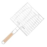 TEHAUX Edelstahl BBQ Fisch Grillkorb mit Erweitertem Grillnetz Hitzebeständig und Vielseitig für Picknick Grillshop und Dinner Breiter zum Sicheren Wenden und Halten von Zufällige Farbe
