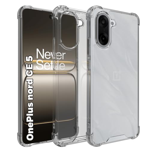 Image of RIGGEAR Shockproof Clear Hybrid Airbag Armor Back Cover Case for OnePlus Nord CE5 / Nord CE 5 5G (Transparent PC and TPU Bumper)
