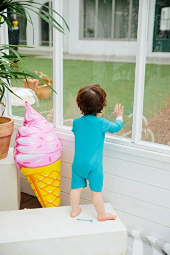 Image of VAENAIT BABY Zip & Snap Rash Guard Swimsuit, UPF 50+ One-Piece Long Sleeve Swimwear, Quick Dry Infant Beach Suit for 0~2T