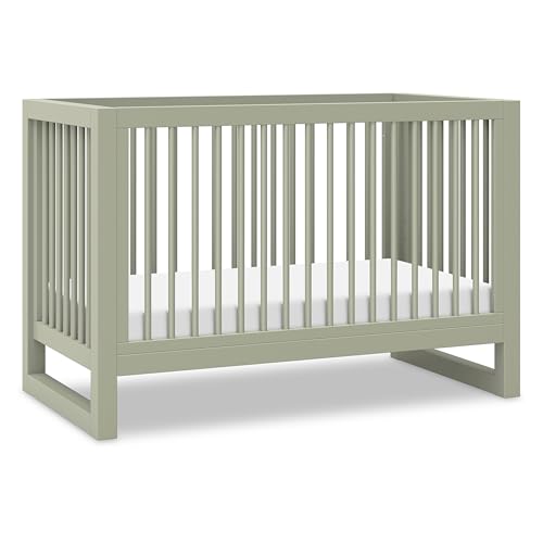 NAMESAKE Nantucket 3-in-1 Convertible Crib with Toddler Bed Conversion Kit in French Sage, Greenguard Gold Certified, 100% Solid Wood