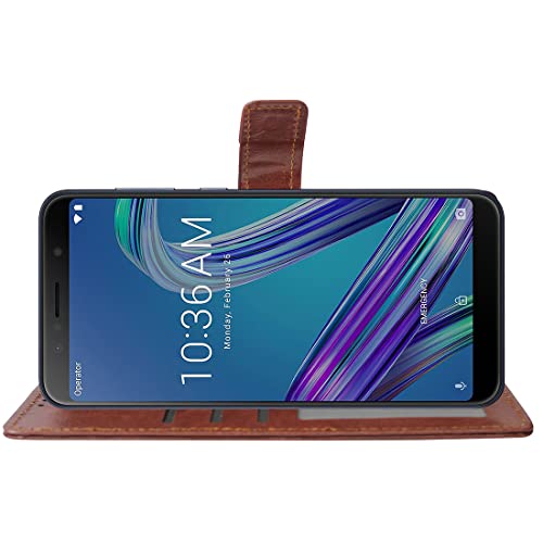 Image of Flip Cover Compatible with Asus Zenfone Max Pro M1 | Premium Leather Finish | Inbuilt Pockets & Stand | Flip Cover Back Case for Asus Zenfone Max Pro M1 (Brown)