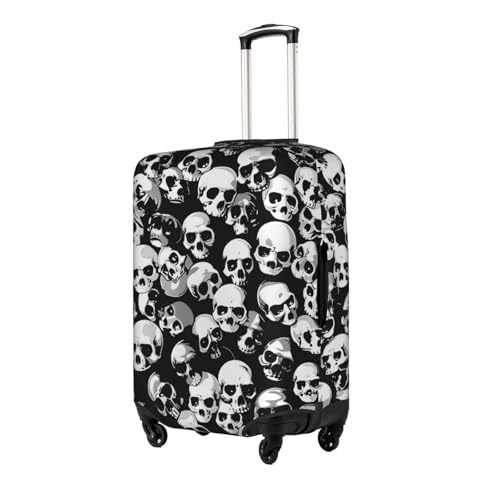 Black Skull Print Travel Luggage Cover Suitcase Protector With Concealed Zipper Washable Elastic Cloth2