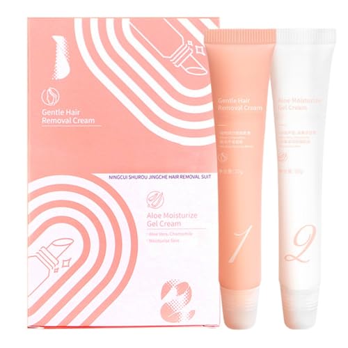 2PCS Facial Hair Remover for Women - Hair Removal Kit with Hair Removal Gel & Nourishing Gel - Natural Painless Facial Hair Remover for Women - Face & Lip Ha-ir Removal Cream for All Skin Types