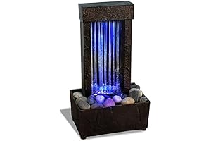Nature's Mark Mirrored Waterfall Light Show Tabletop Fountain