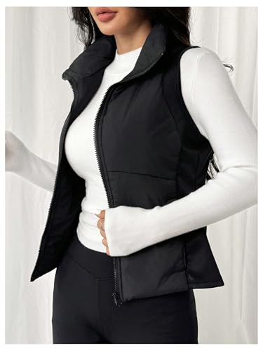 MakeMeChic Women's Zip Up Padded Vest Sleeveless Short Winter Coat Outerwear with Pocket3