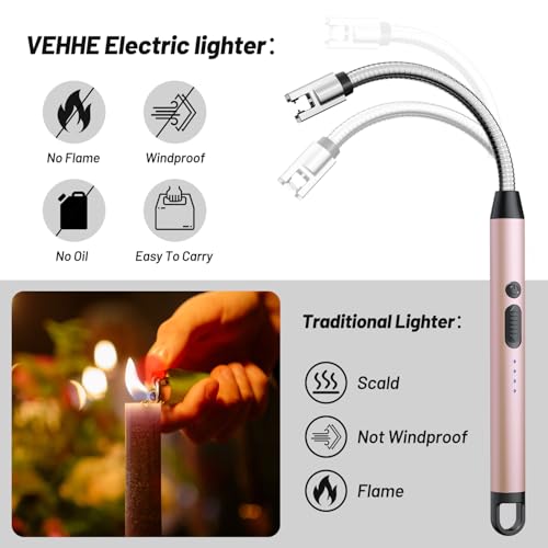 VEHHE Rechargeable 360° Flexible-Neck Arc Lighter (Rose Gold) — view 2