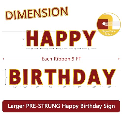 Image of Pre-Strung Happy Birthday Banner - Wine Red Party Decorations