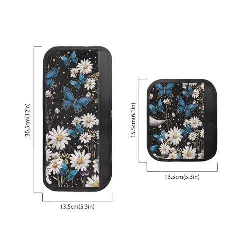 Image of 6 PCS Refrigerator Oven Door Handle Covers Anti-Skid Fridge Microwave Dishwasher Door Cloth Protector Keep Electric Appliances Clean Home Decoration Accessories, Daisy Blue Butterfly Black