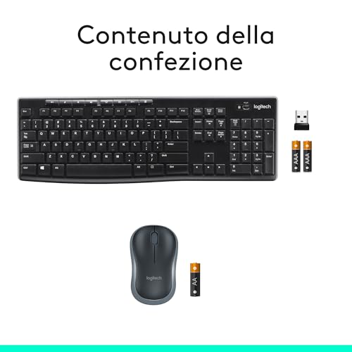 MK270 Combo Tastiera e Mouse Wireless per Windows, 2,4 GHz Compatto, 8 Tasti Multimediali e di Scelta Rapida, Durata della Batteria 2 anni, PC, Laptop, Italiano QWERTY - Nero - Tastiera gaming - Immagine 10
