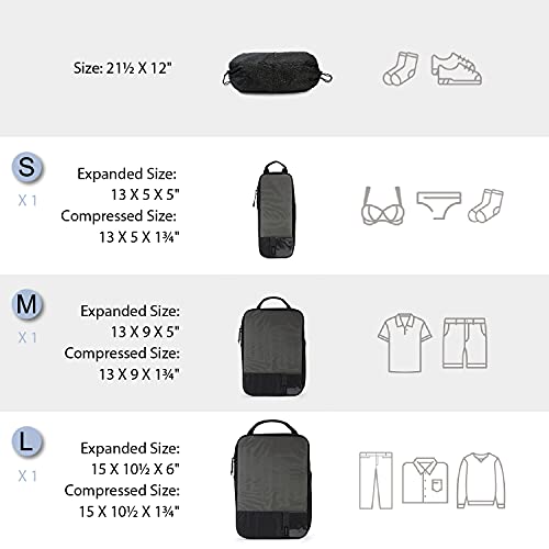 Image of Compression Packing Cubes for Suitcases, BAGSMART 6 Set Travel Organizer Cubes for Travel Essentials, Expandable Luggage Suitcase Organizer Bags Set, Lightweight Packing Organizers as Travel Accessories for Women / Men, Black, 4 PCS, 4 PCS