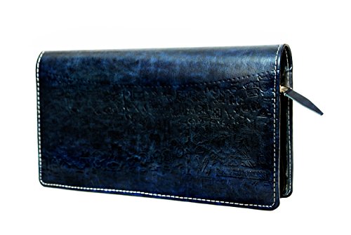 Men Faux Leather All New Expanding And Multiple Cheque Book Holder Blue, For Cards,Chequebook,Passport And Traveling Wallets (Set Of 1)